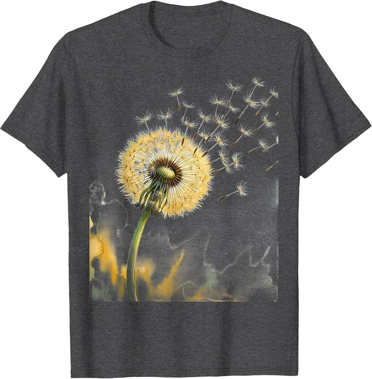 Suicide Prevention Dandelion Seeds Rising Art T-Shirt - Dark Heather Grey