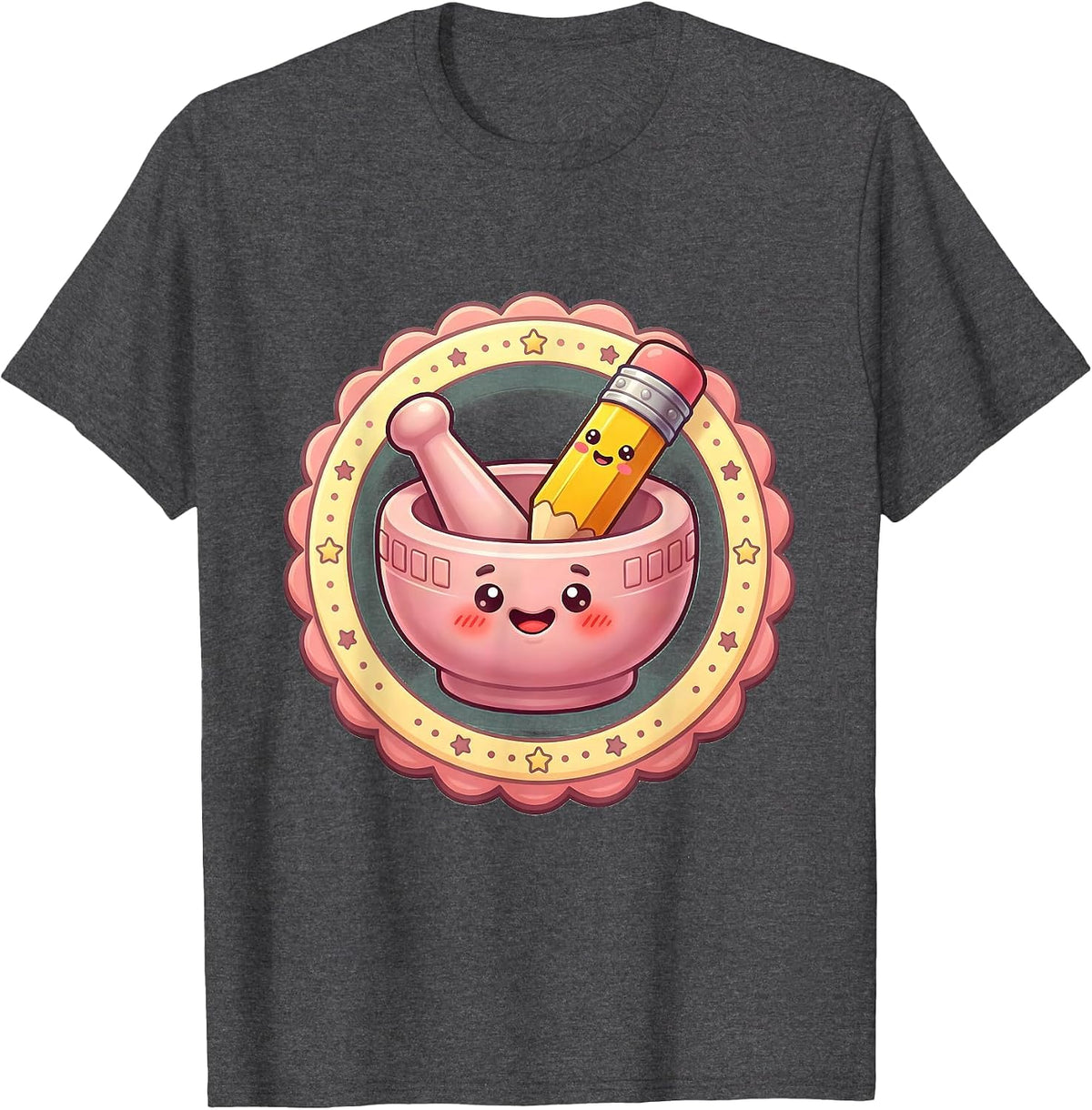 Men's Mortar and Pestle Pencil Eraser Illustration T-Shirt - Dark Heather Grey