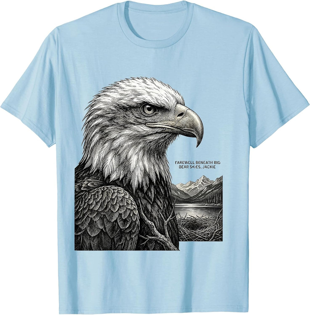 Men's Farewell Beneath Big Bear Skies, Jackie Eagle Memorial T-Shirt - Baby Blue