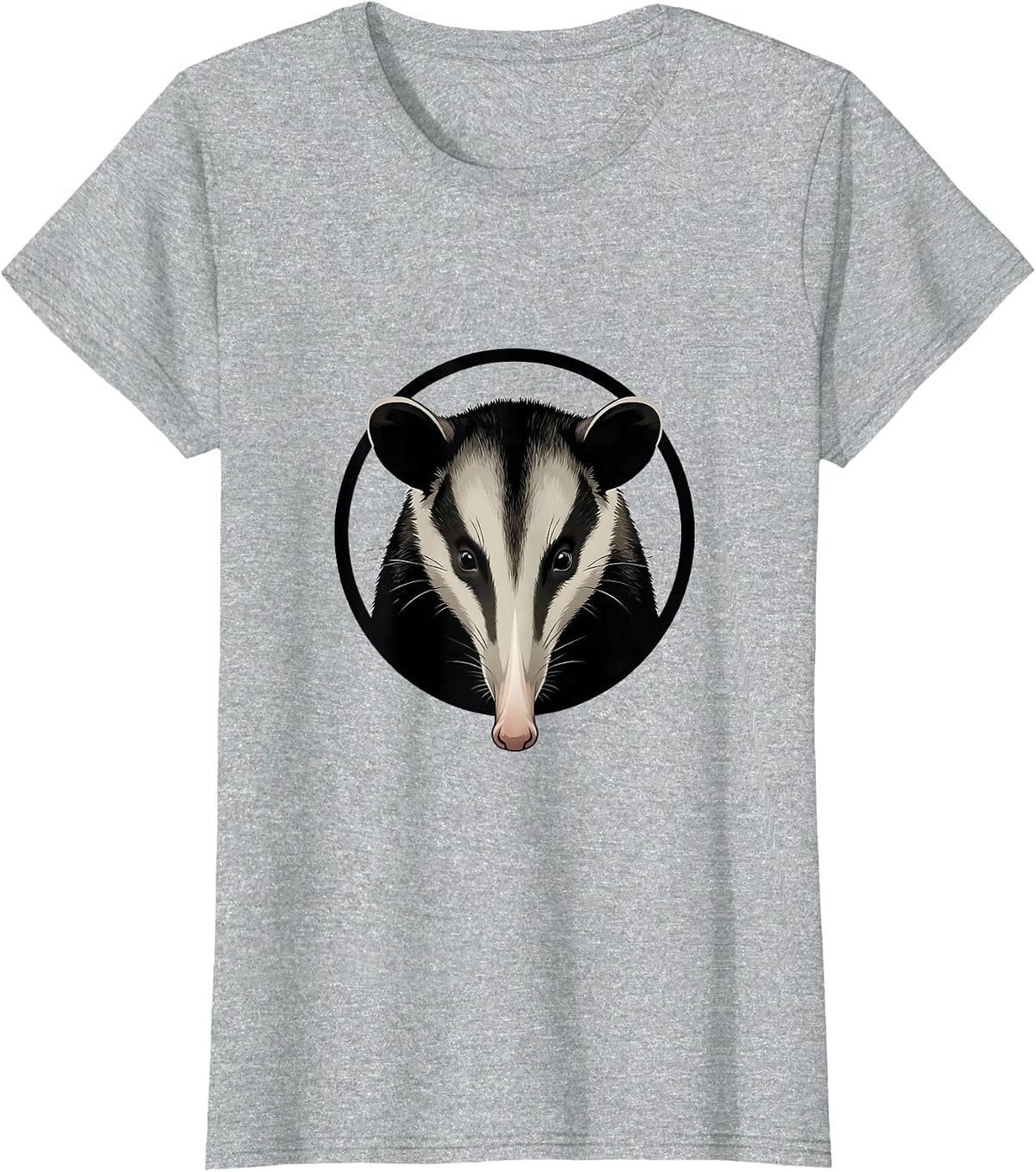 Opossum Head Minimalist Funny Animal Meme T-Shirt - Heather Grey