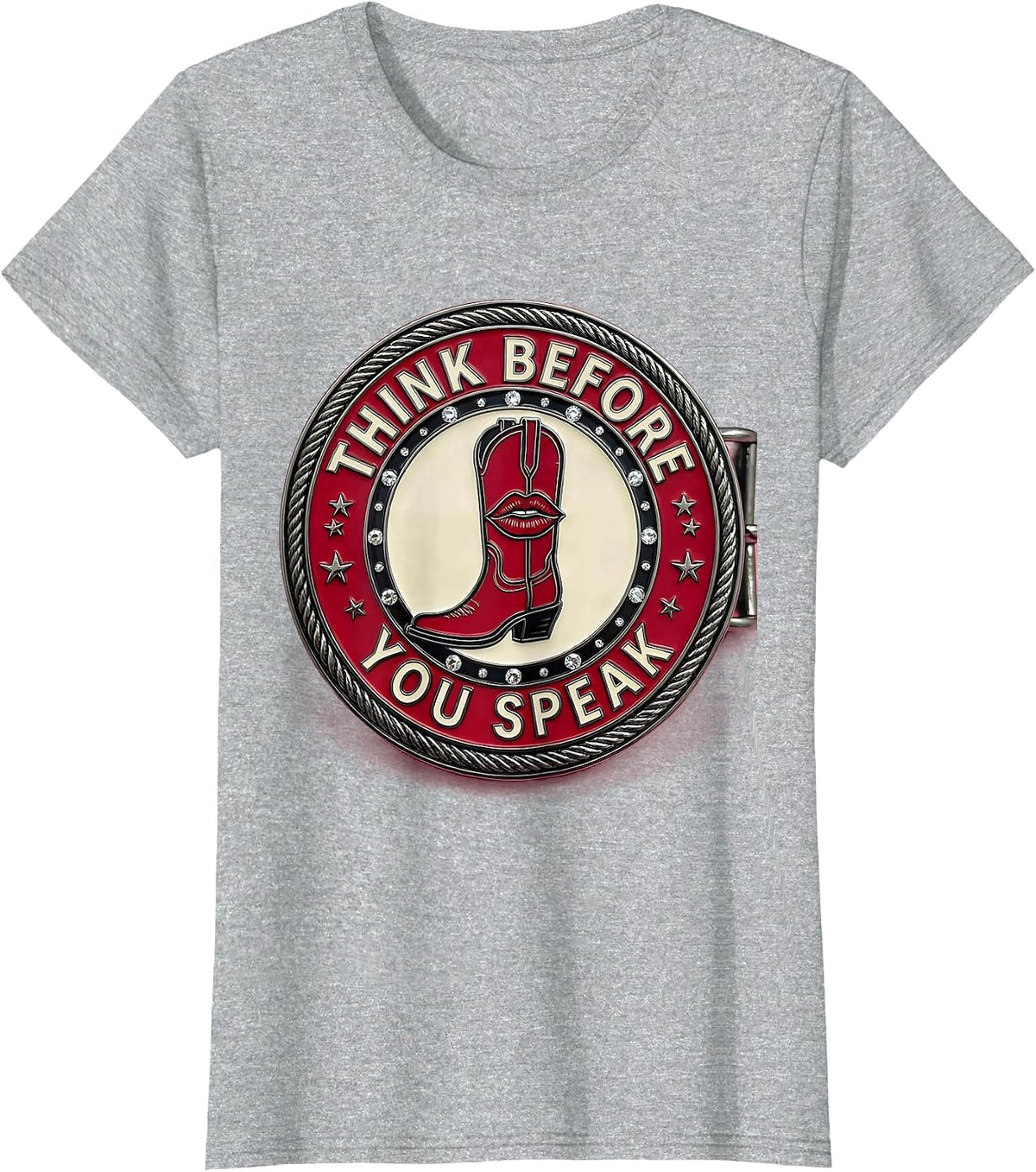 Think Before You Speak Mindful Message Design T-Shirt - Heather Grey