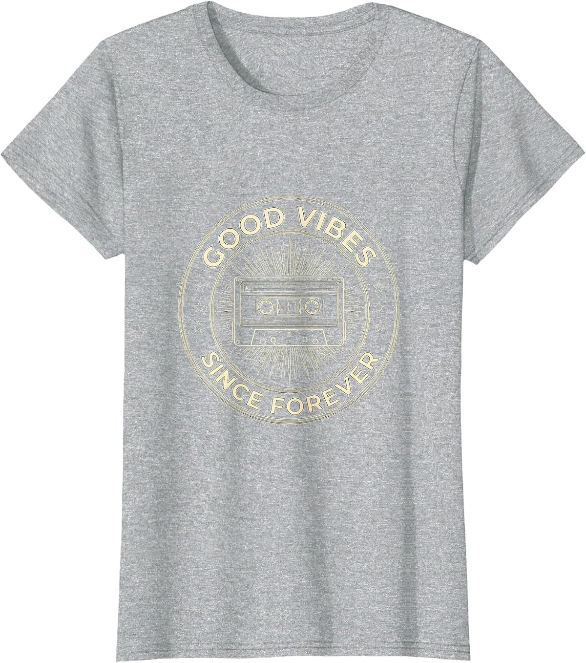 Good Vibes Since Forever Retro Design T-Shirt - Heather Grey