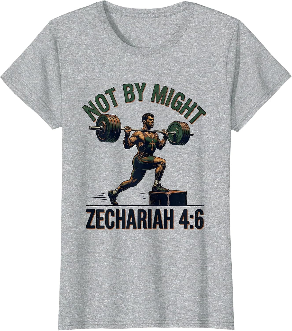 Not By Might Zechariah 46 Vintage Christian Gym T-Shirt - Heather Grey