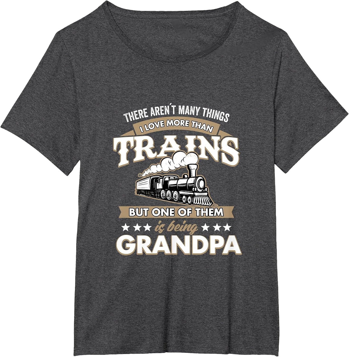 I Love More Than Trains Being Grandpa Railway T-Shirt - Dark Heather Grey