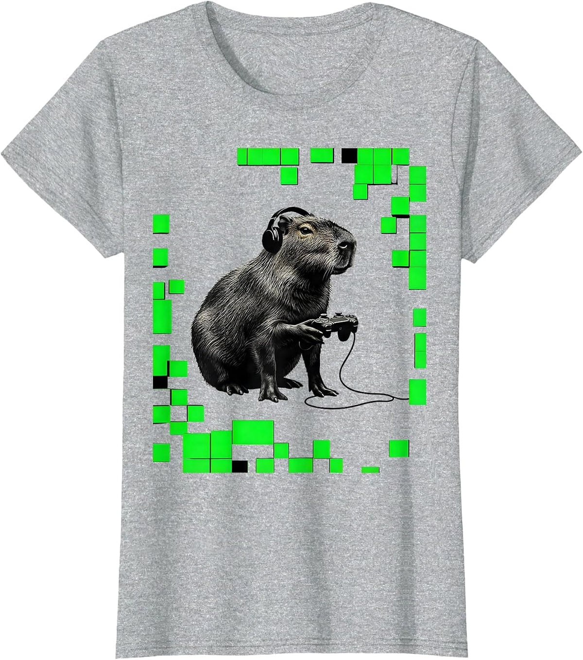 Capybara Gamer Bruh Meme Humor Minimalist T-Shirt - Heather Grey