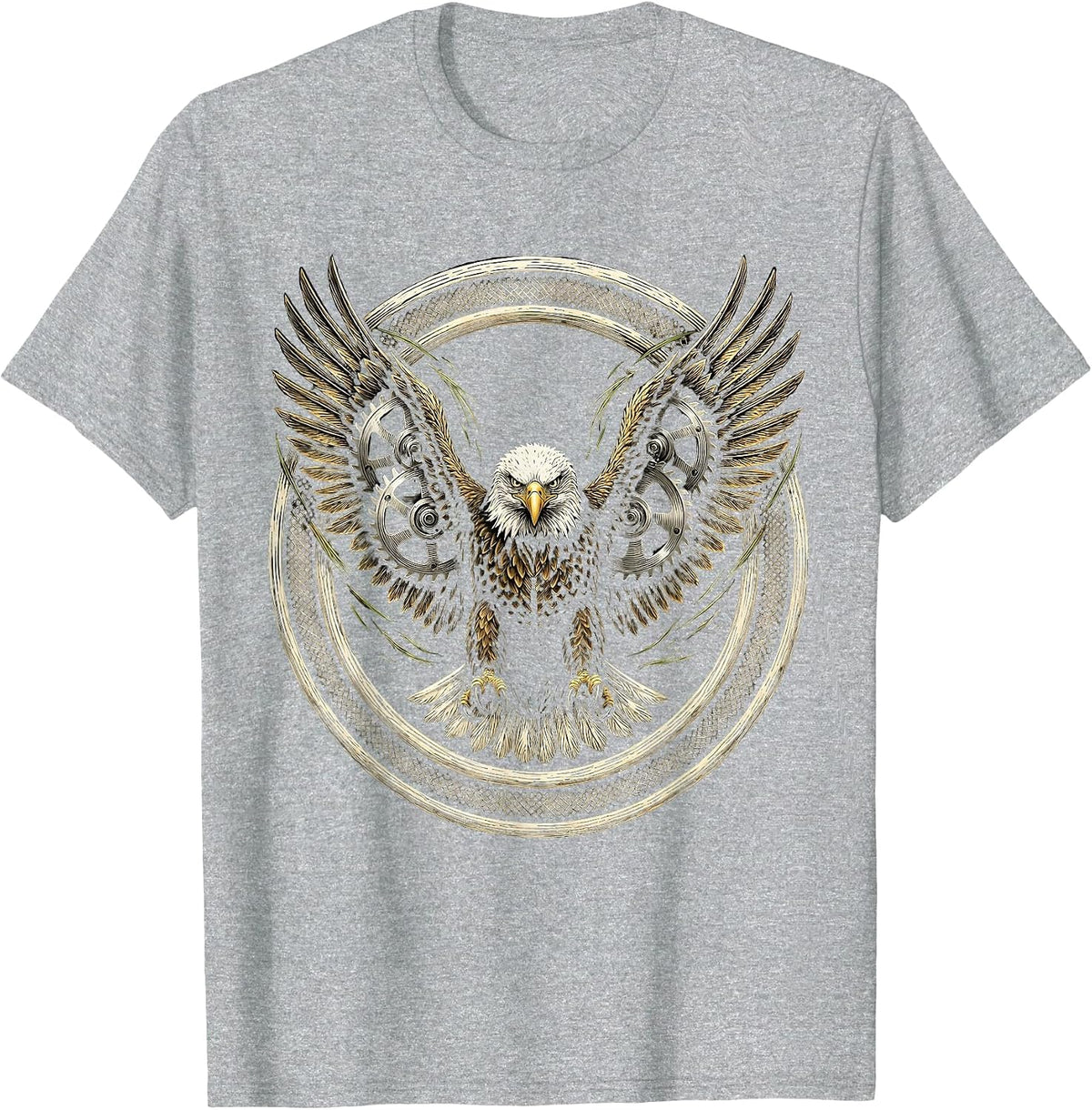 Men's Bald Eagle Lawn Mower Blades Wings Funny Mowing T-Shirt - Heather Grey