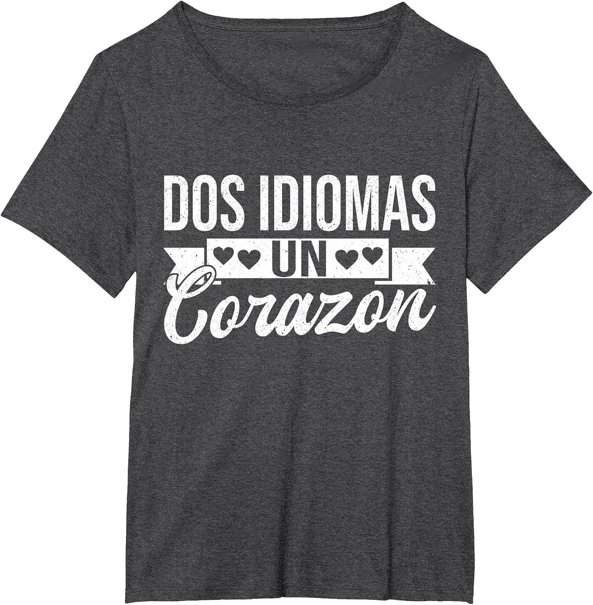 Dos Idiomas Un Corazon Spanish Teacher Bilingual T-Shirt - Dark Heather Grey