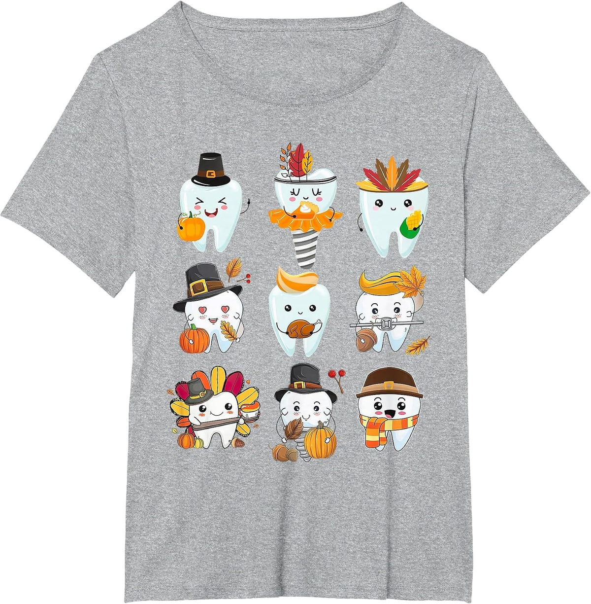 Cute Teeth Dental Squad Dental Assistant Thanksgiving T-Shirt - Heather Grey