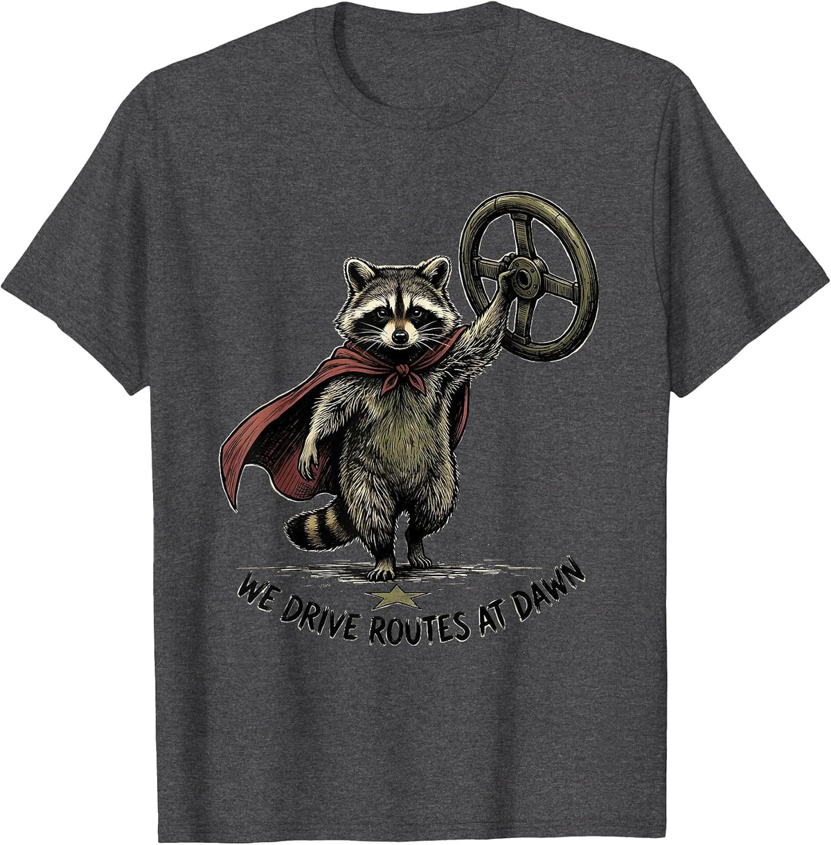 Men's We Drive Routes At Dawn Funny Teacher Back To School Staff T-Shirt - Dark Heather Grey