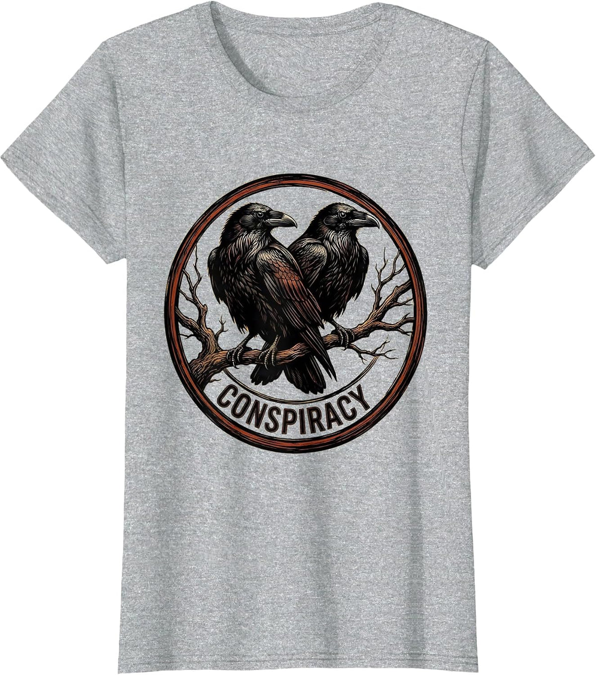 Conspiracy Funny Crow Lover Literary Humor Gothic T-Shirt - Heather Grey