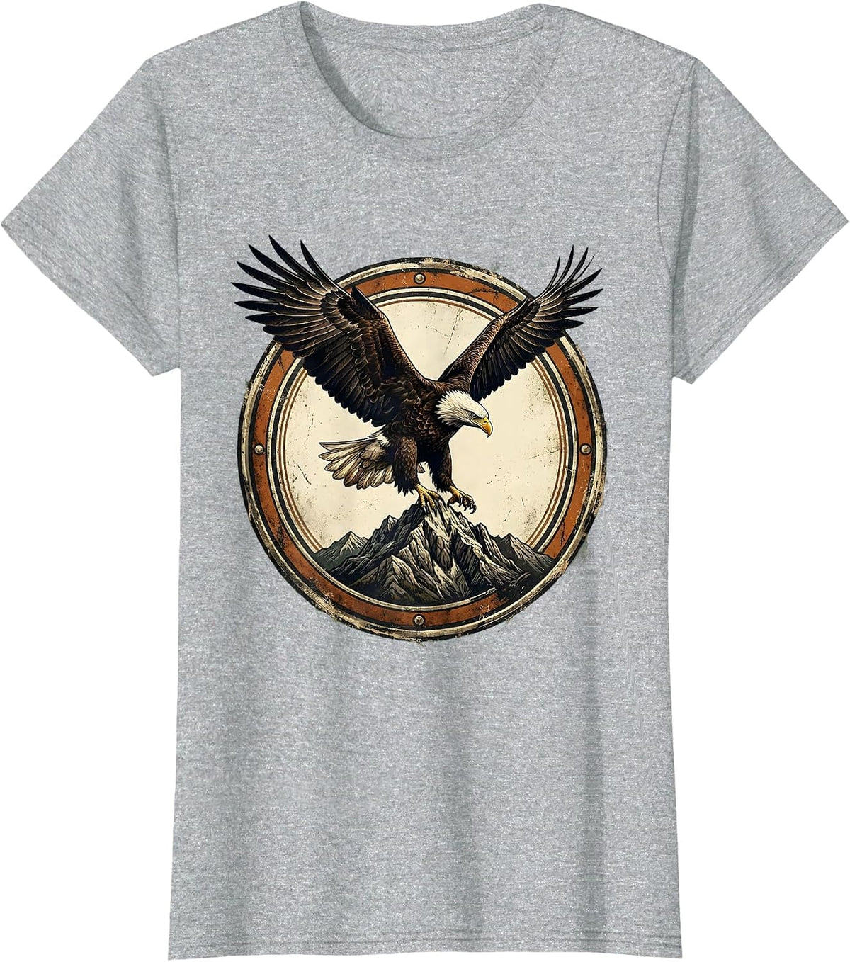 Women's God Is Good Bald Eagle Mountain Summit Design T-Shirt - Heather Grey