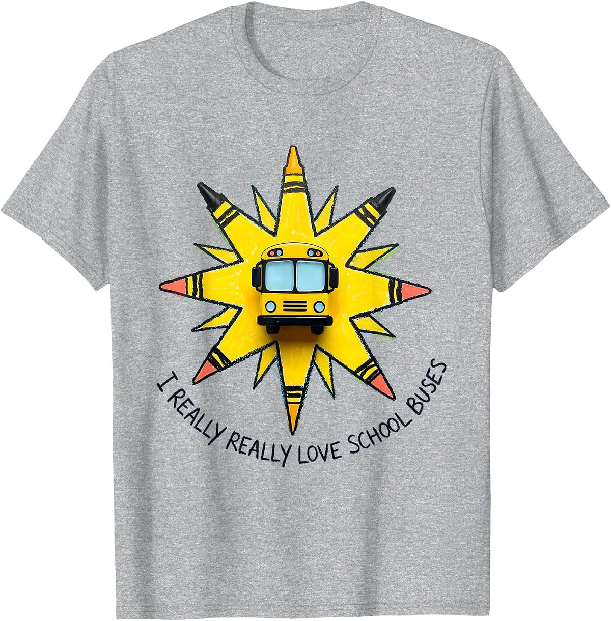 Men's I Really Really Love School Buses Naive Kidcore Funny School T-Shirt - Heather Grey