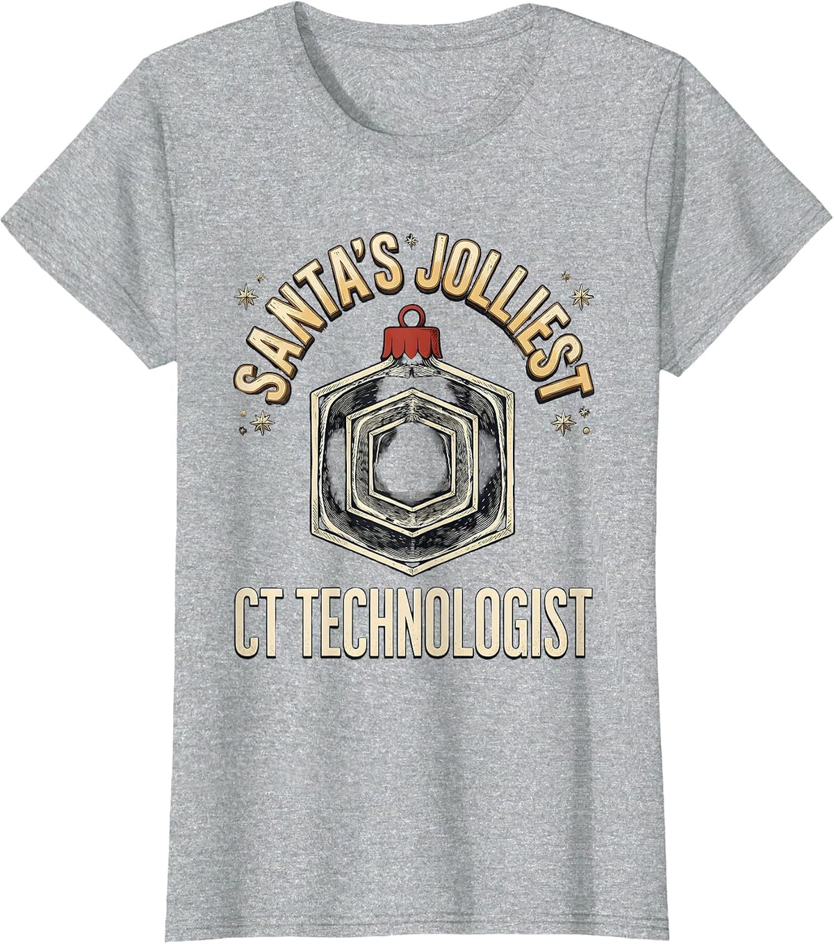 Santa's Jolliest CT Technologist Funny Radiology Tech T-Shirt - Heather Grey