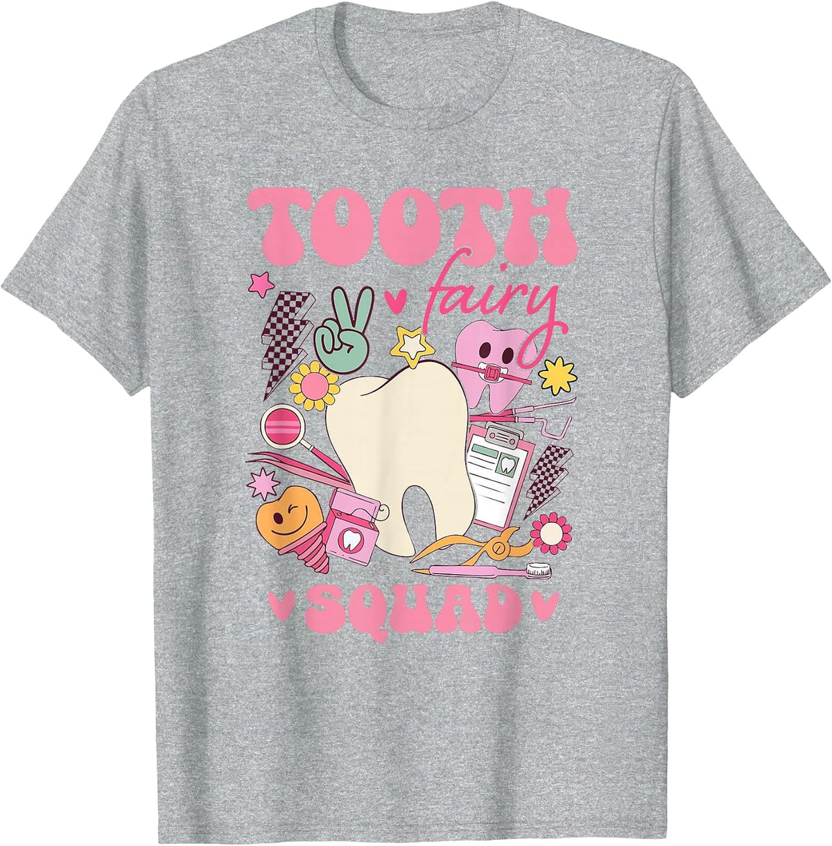 Cute Tooth Fairy Squad Matching for Dentist Dental Assistant T-Shirt - Heather Grey