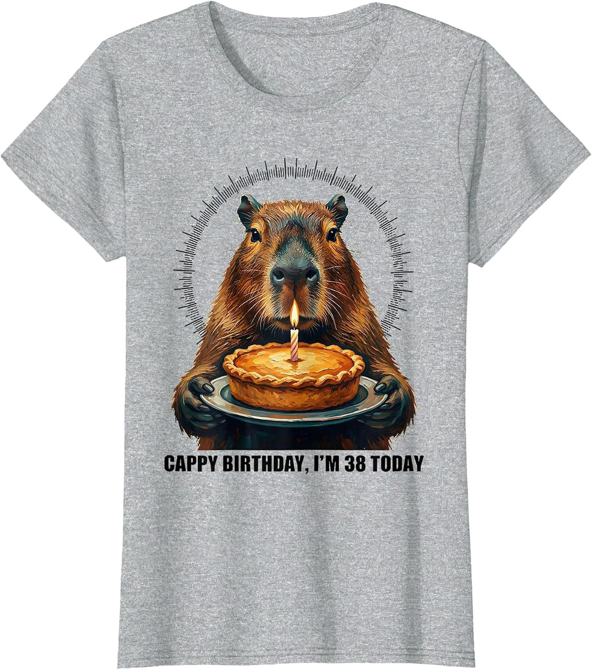 Cappy Birthday I'm 38 Today Funny Capybara Birthday Kawaii T-Shirt - Heather Grey
