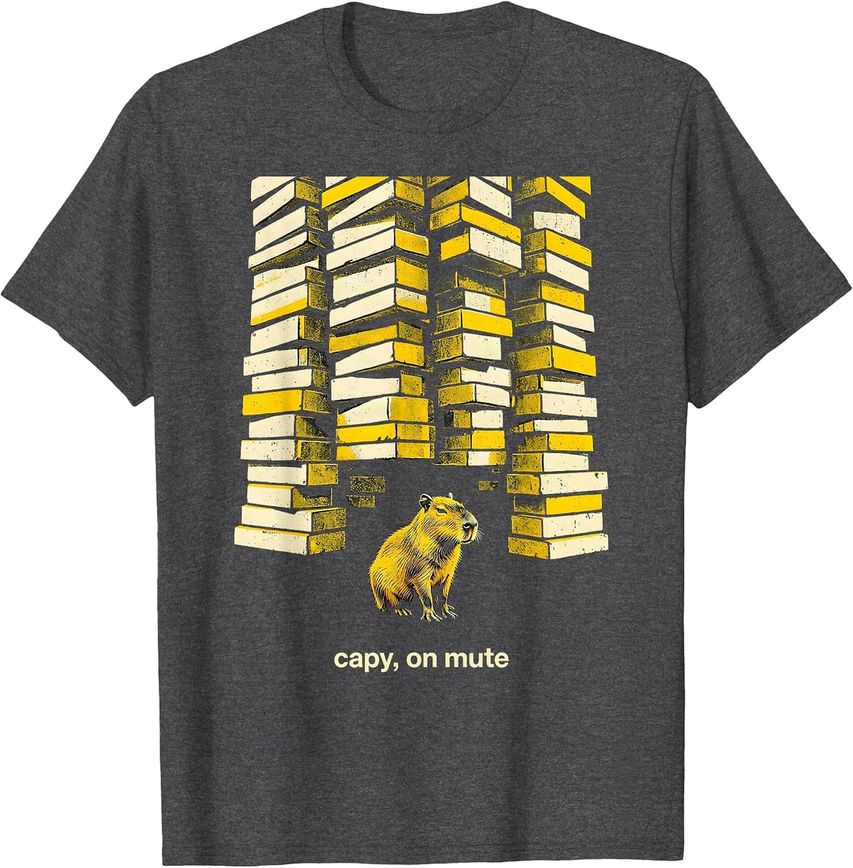 capy on mute Funny Capybara Meme Animal Humor T-Shirt - Dark Heather Grey