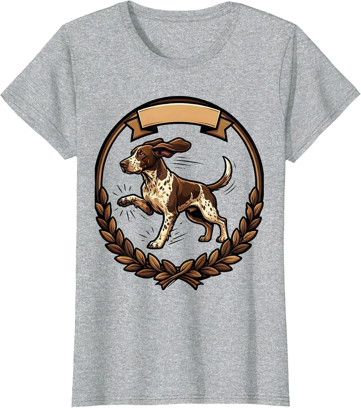 German Shorthaired Pointer Dog Cartoon Hunter Gift T-Shirt - Heather Grey