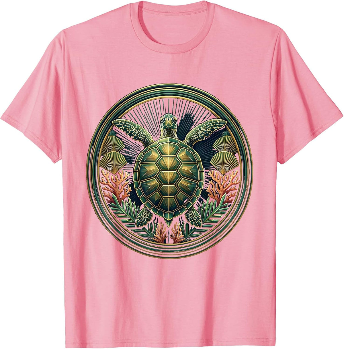 Mexico Sea Turtle Coral Reef Ocean Graphic T-Shirt - Pink