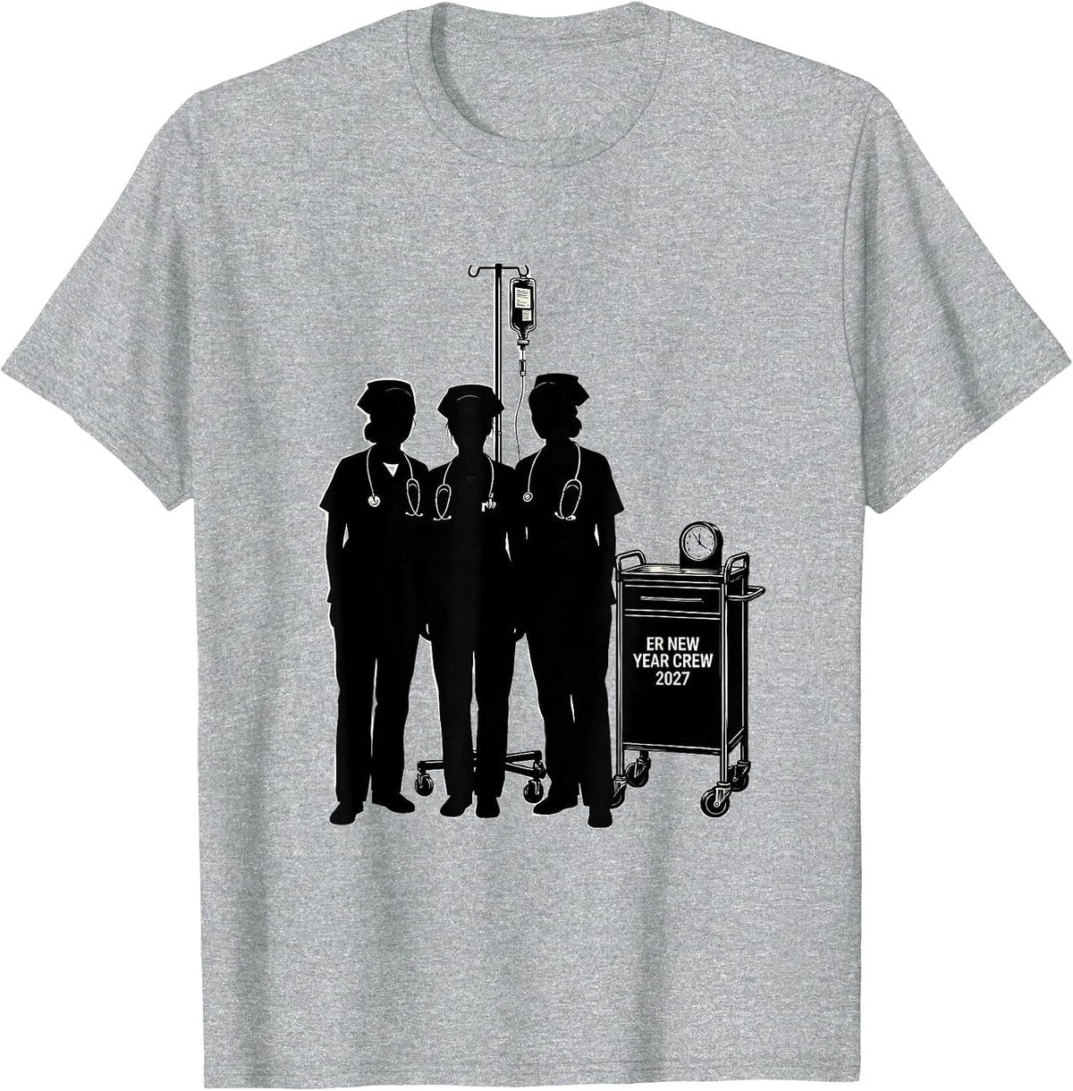 Men's ER New Year Crew 2027 Funny Nurse Squad New Years Eve Party T-Shirt - Heather Grey