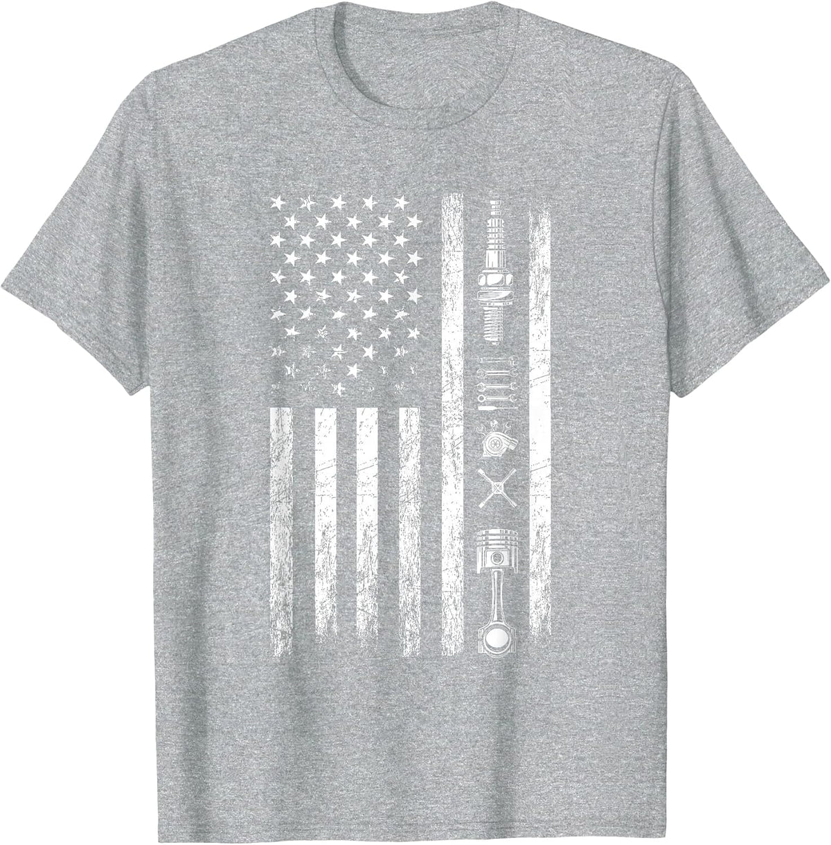 Mechanic US Flag Patriotic Worker Patriot USA Mechanic T-Shirt - Heather Grey