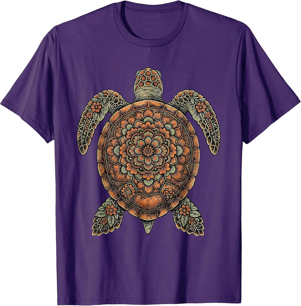 Men's Christian Sea Turtle Sunlit Ocean Illustration T-Shirt - Purple