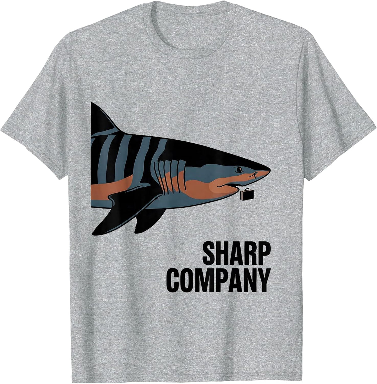 Men's Sharp Company Calm Tiger Shark Marine Biology Ocean Wildlife T-Shirt - Heather Grey