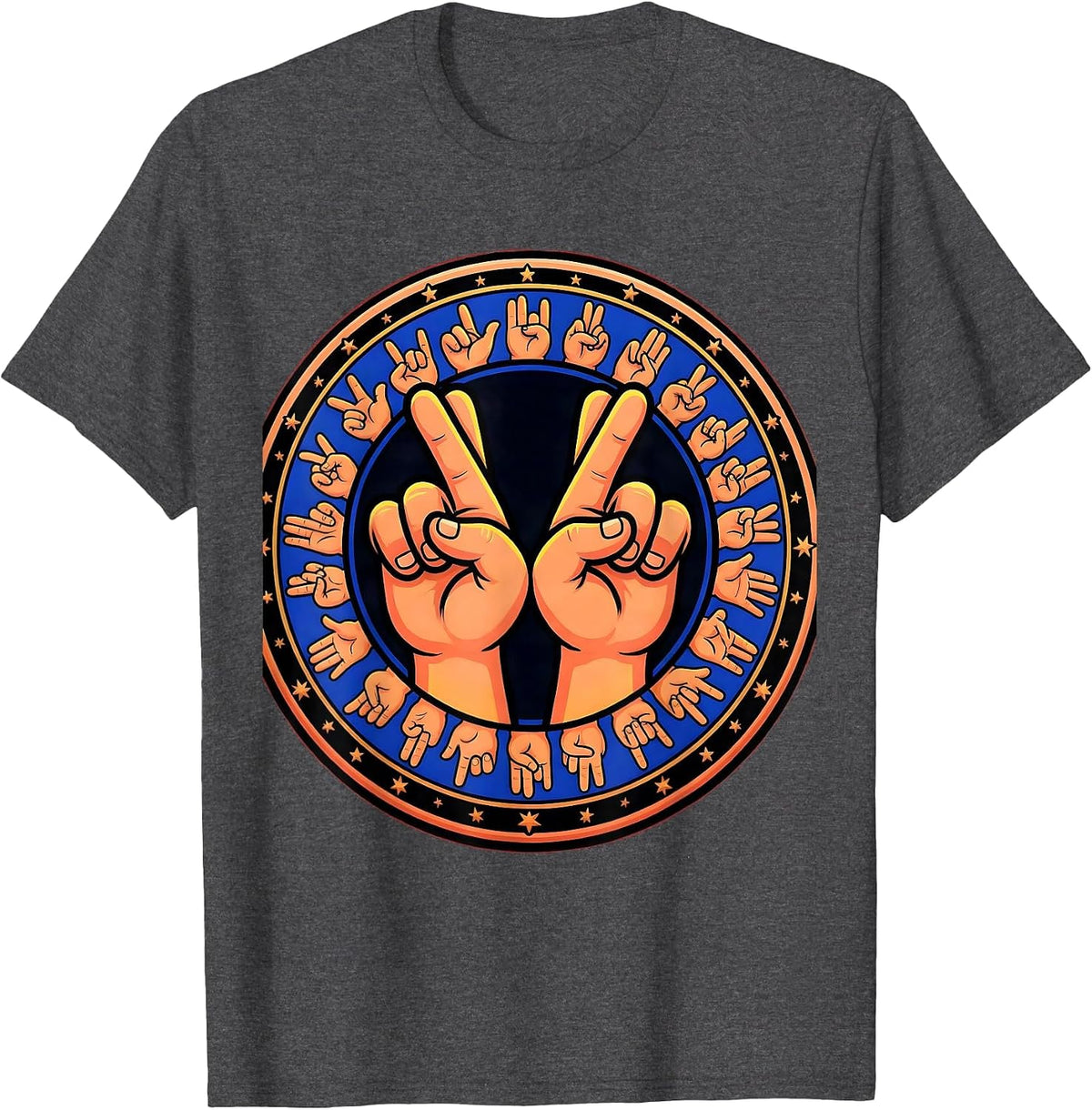 Men's Special Education Teacher Sign Language Graphic T-Shirt - Dark Heather Grey