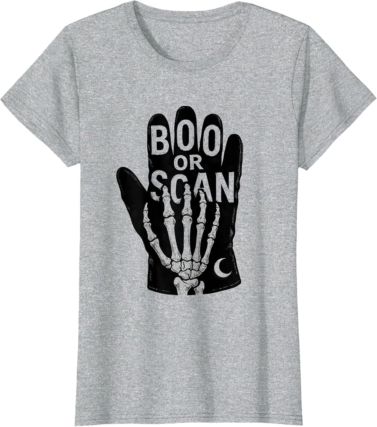 Women's Boo Or Scan Scratchboard Radiology Tech Halloween Workplace T-Shirt - Heather Grey