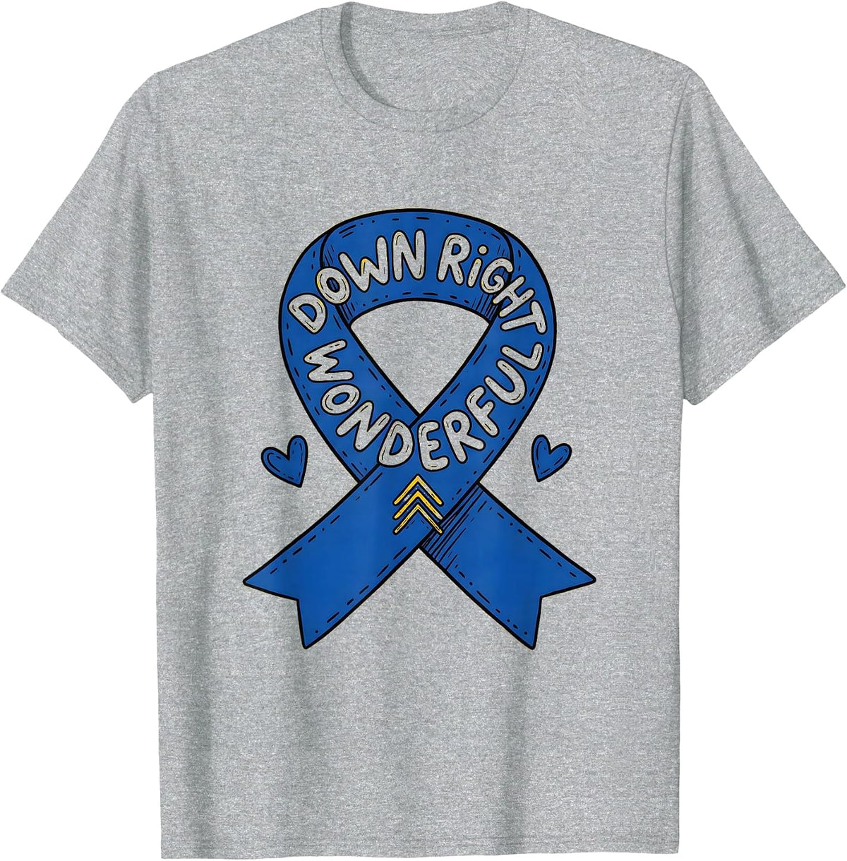 Men's Down Right Wonderful Awareness Ribbon Support Family T-Shirt - Heather Grey