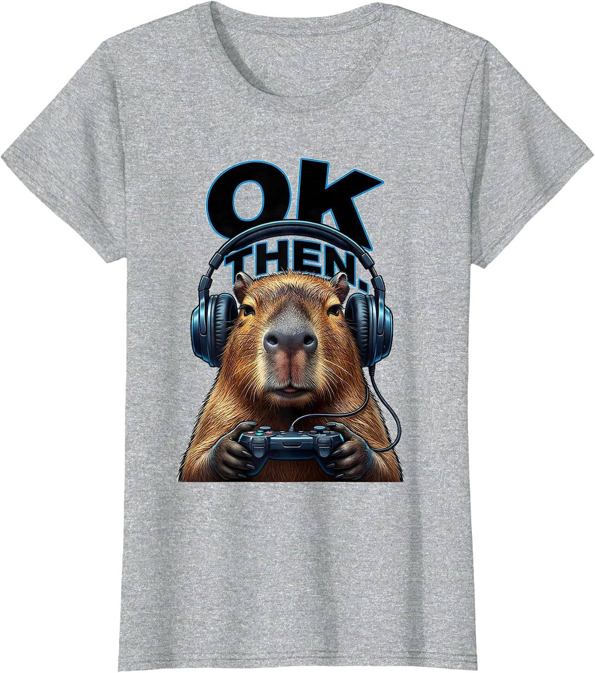 OK, THEN Funny Capybara Gamer Meme Humor Video Games T-Shirt - Heather Grey