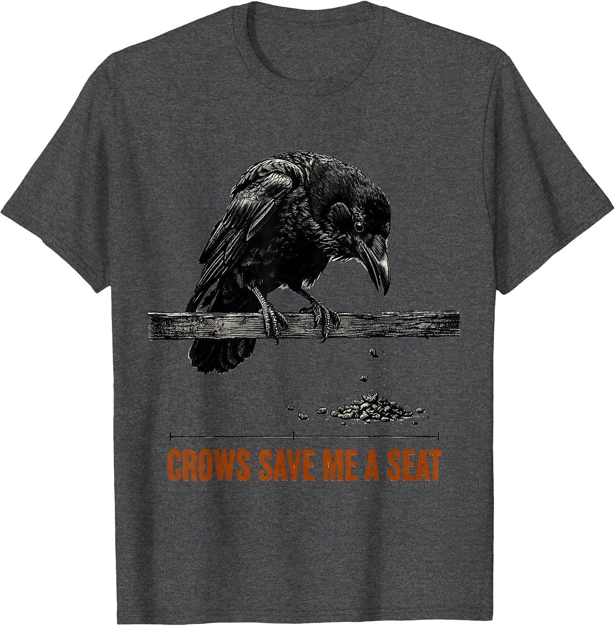 Crows Save Me A Seat Vintage Gothic Crow Humor Bird Lover T-Shirt - Dark Heather Grey