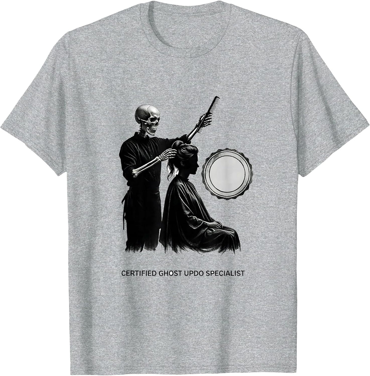 Men's Certified Ghost Updo Specialist Minimalist Skeleton T-Shirt - Heather Grey