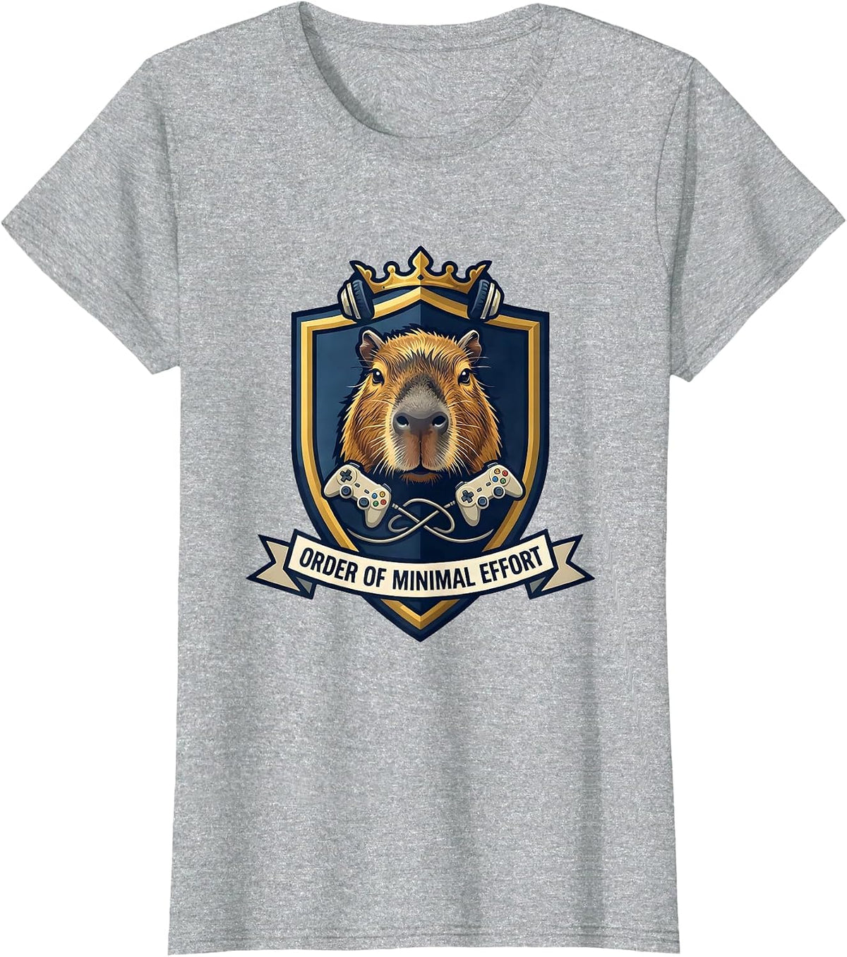 Women's Order of Minimal Effort Funny Capybara Gamer Meme Humor T-Shirt - Heather Grey