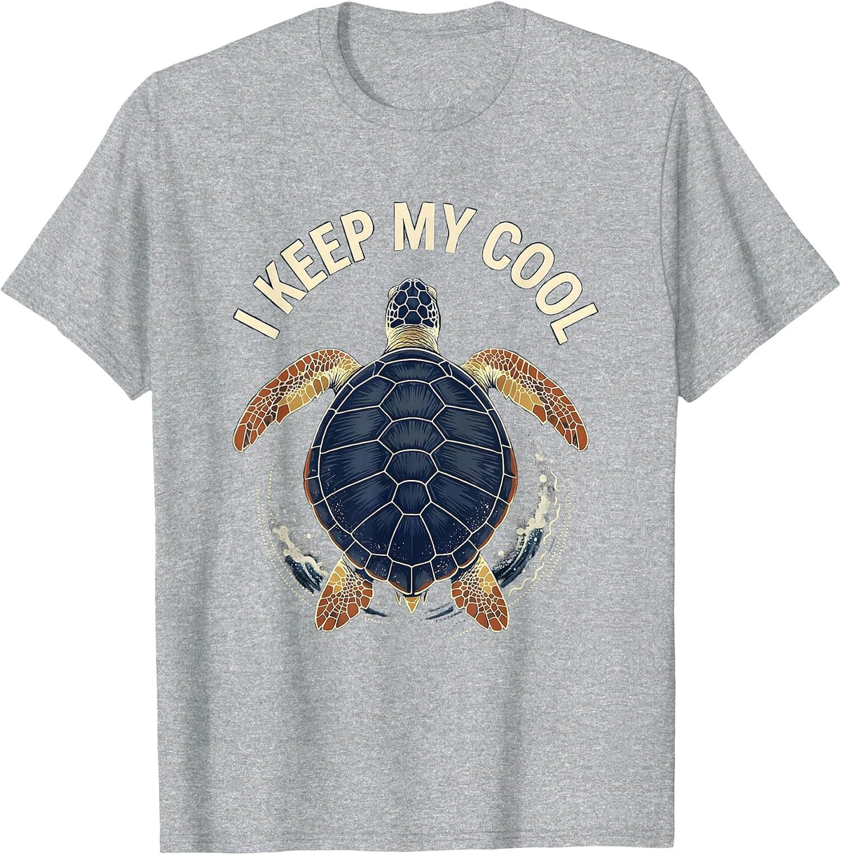 Men's I Keep My Cool Batik Wax Resist Sea Turtle Tropical Vacation T-Shirt - Heather Grey