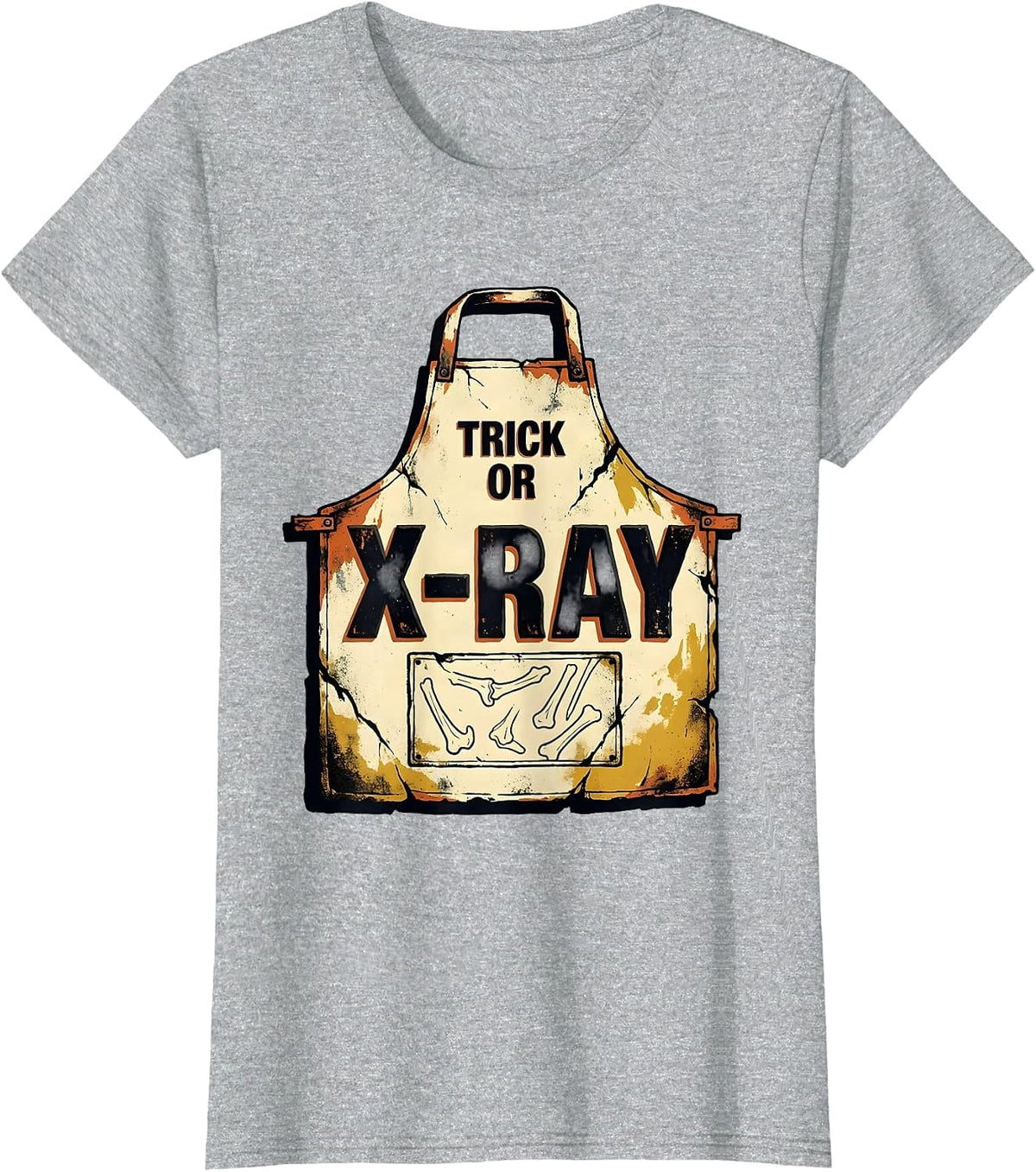 Women's Trick Or X-Ray Distressed Radiology Tech Halloween Workplace T-Shirt - Heather Grey