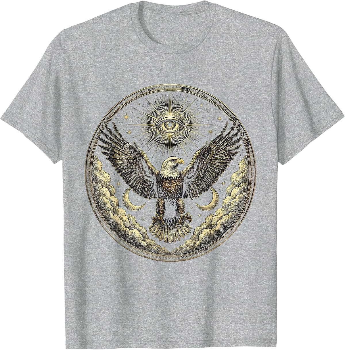 Men's Eagle Soaring Through Storm Clouds Graphic T-Shirt - Heather Grey