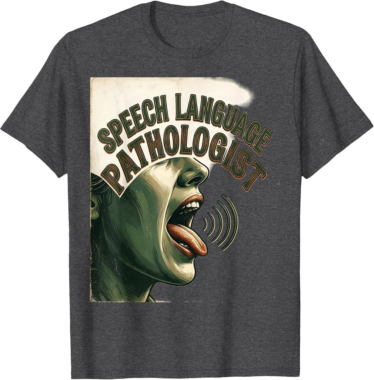 Men's Speech Language Pathologist Vintage Retro SLP Therapist Gift T-Shirt - Dark Heather Grey