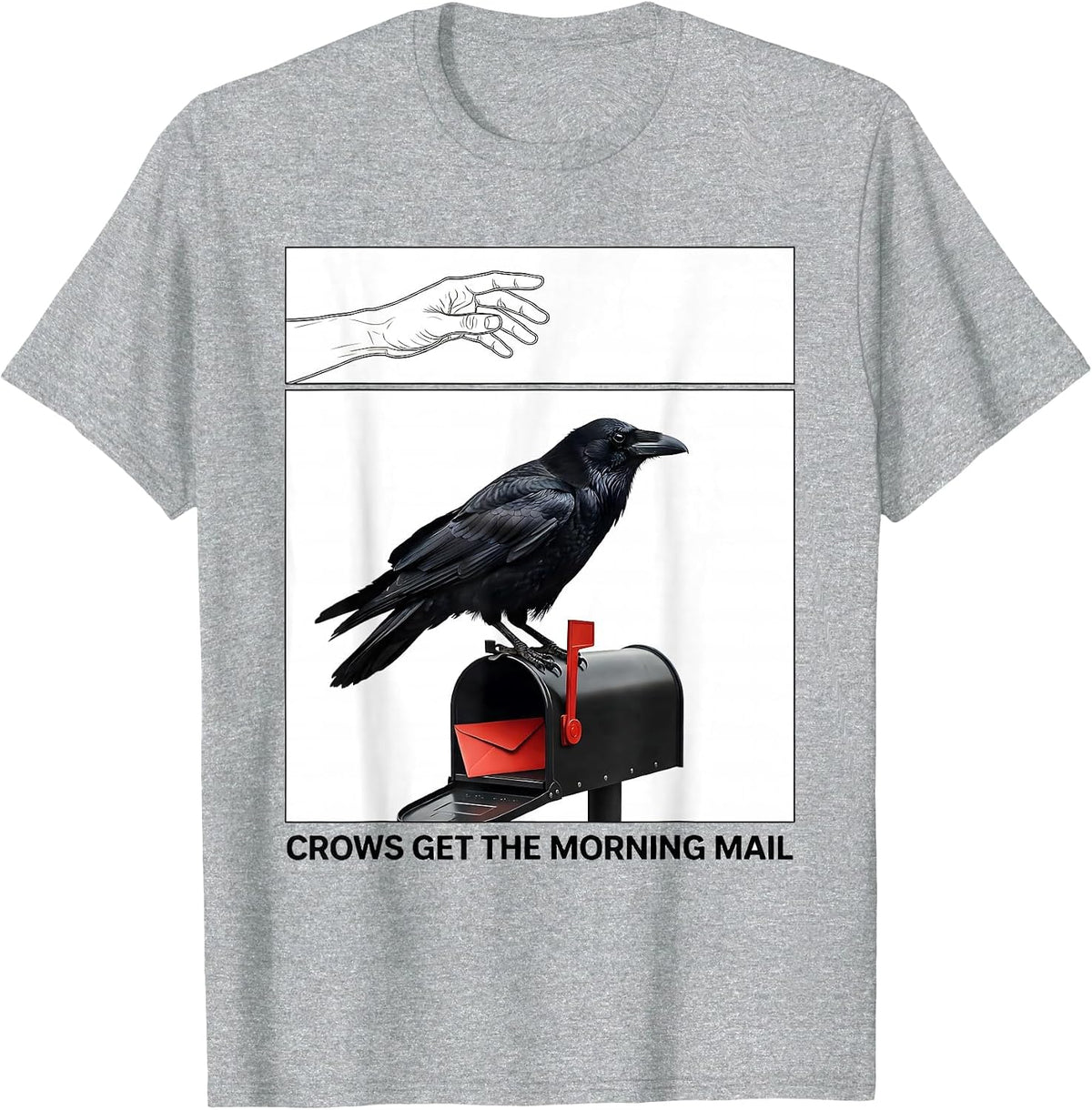 Men's Crows Get The Morning Mail Dark Humor Crow Lover Gothic T-Shirt - Heather Grey