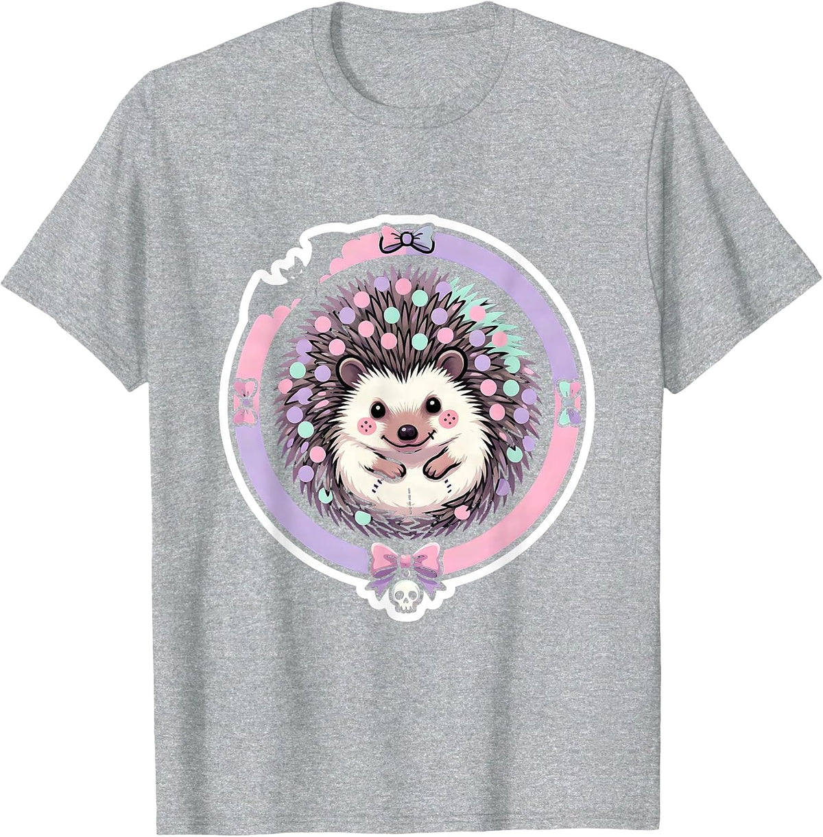 Men's Hedgehog Polka Dot Ball Cute Girls Graphic T-Shirt - Heather Grey