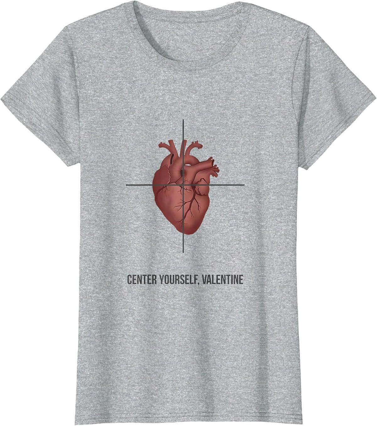 Center Yourself Valentine Funny Radiology Tech Skeleton T-Shirt - Heather Grey