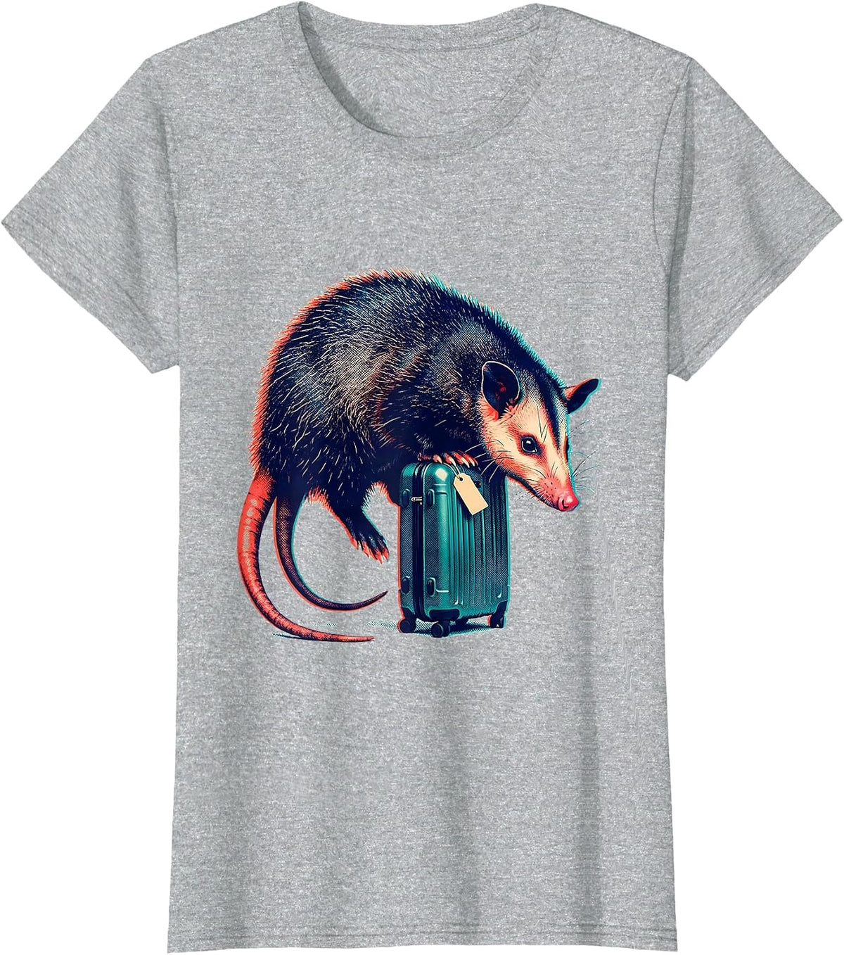 Oversized Opossum Collapse Absurd Humor Animal Meme T-Shirt - Heather Grey
