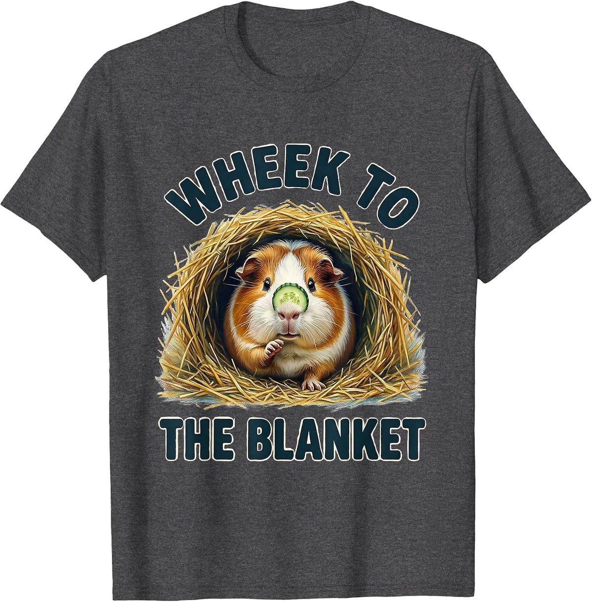 Wheek To The Blanket Funny Guinea Pig Pet Lover Storybook T-Shirt - Dark Heather Grey