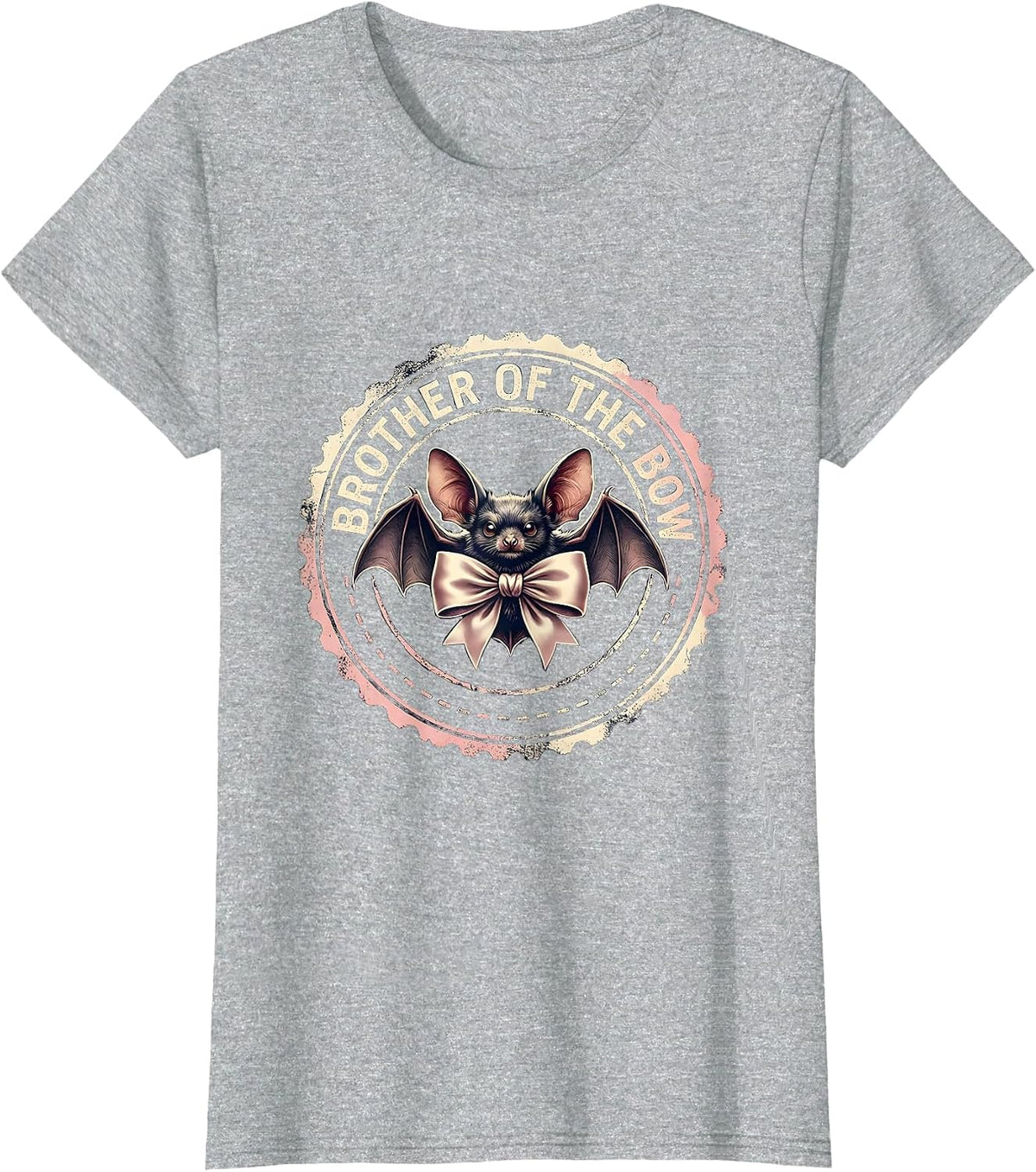 Brother Of The Bow Rubber Stamp Soft Pink Bow Family T-Shirt - Heather Grey