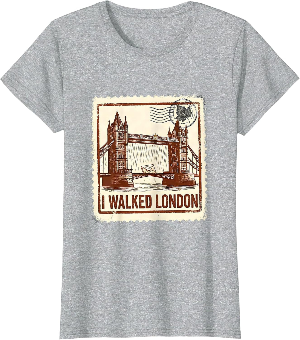 I Walked London Rubber Stamp England Pride Souvenir T-Shirt - Heather Grey