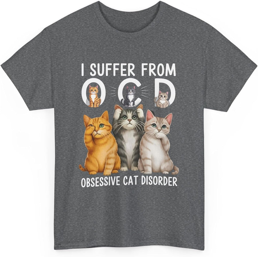 Obsessive Cat Disorder Funny T-Shirt | Cute OCD Kitten Lover Graphic Tee | Humorous Pet Owner Gift Unisex 100% Cotton