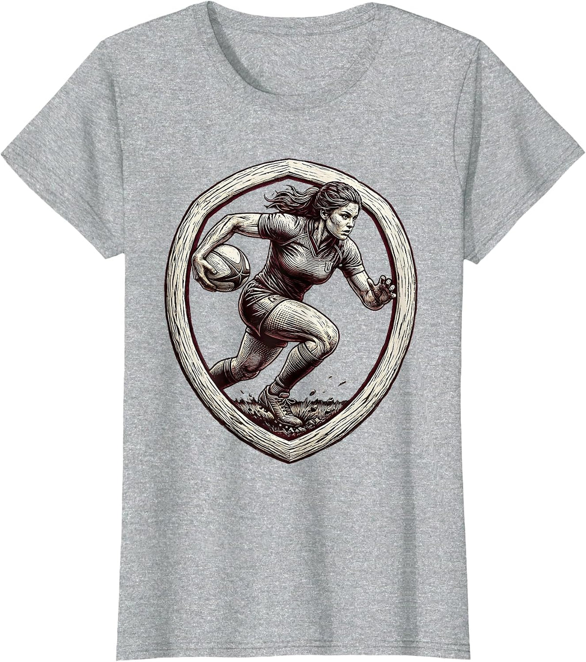 Aggressive Rugby Forward Charging Shoulder Design T-Shirt - Heather Grey