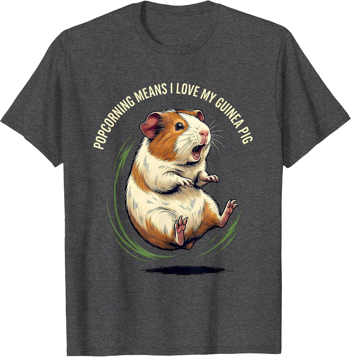 Men's Popcorning Means I Love My Guinea Pig Funny Guinea Pig Lover T-Shirt - Dark Heather Grey
