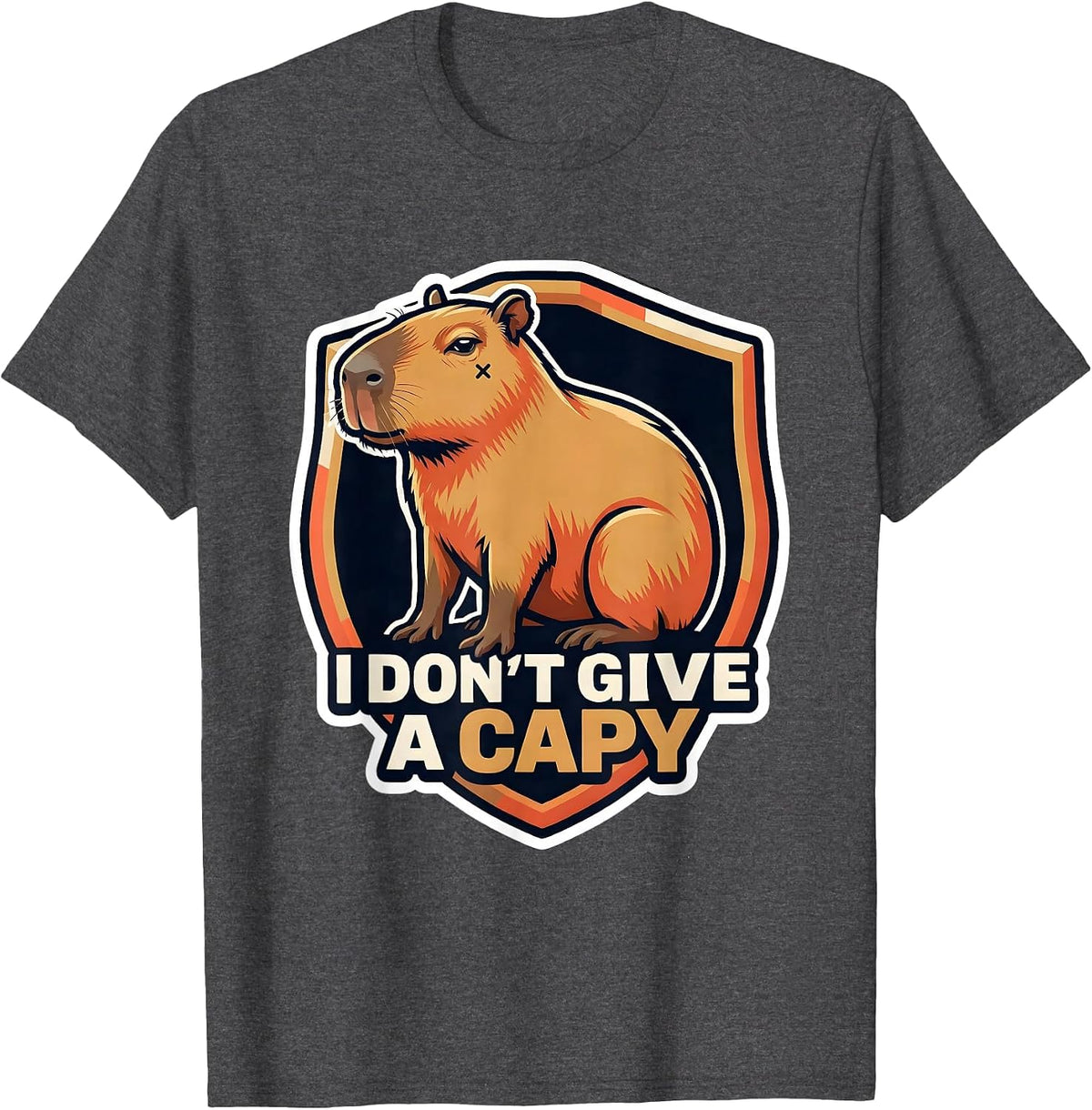 I Don't Give A Capy Funny Capybara Animal Humor Meme T-Shirt - Dark Heather Grey