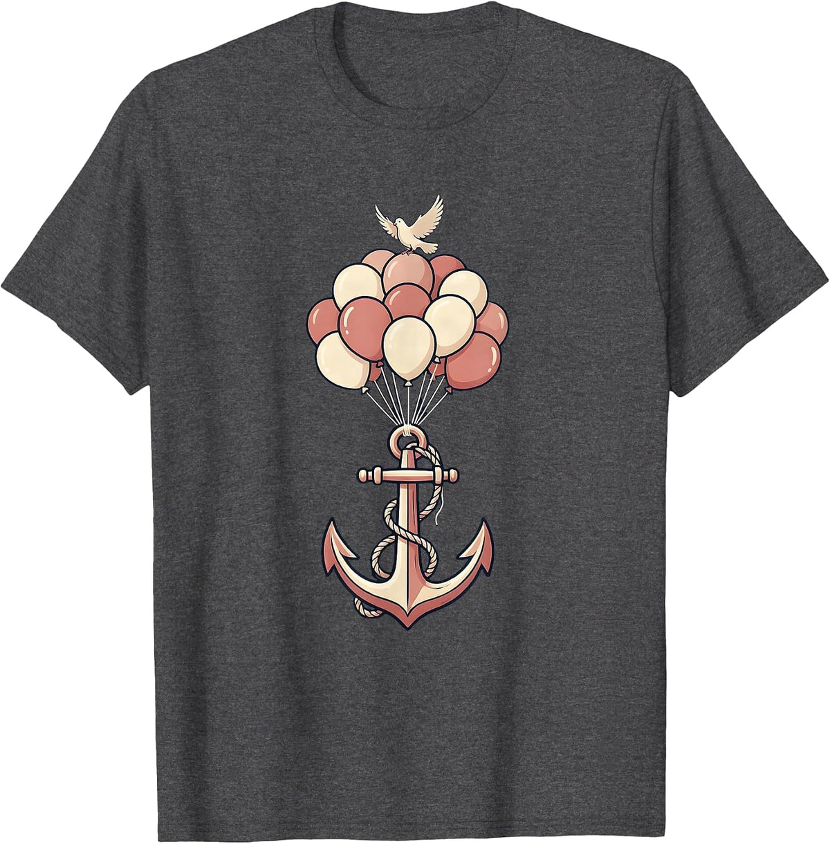 Suicide Prevention Awareness Anchor Balloon Art T-Shirt - Dark Heather Grey