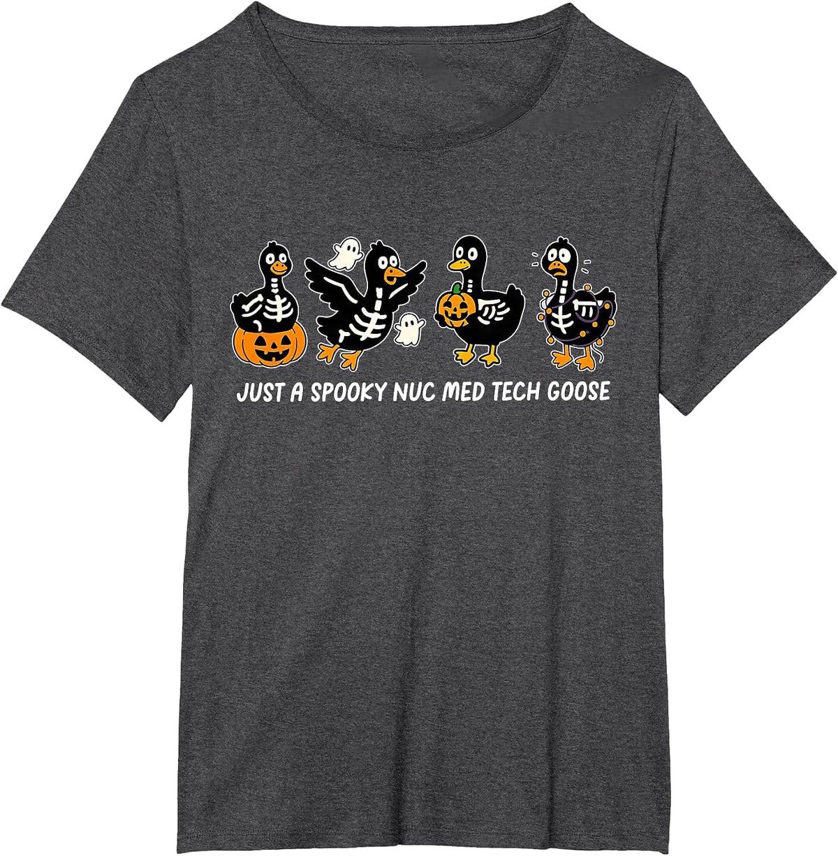 Skeleton Goose Nuclear Medicine Halloween Nuc Med Radiology T-Shirt - Dark Heather Grey